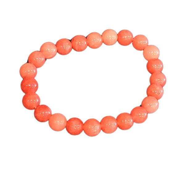 Handmade Jewelry - 8mm Pink Aventurine Natural Stone Round Beads Stretch Beaded Bracelet